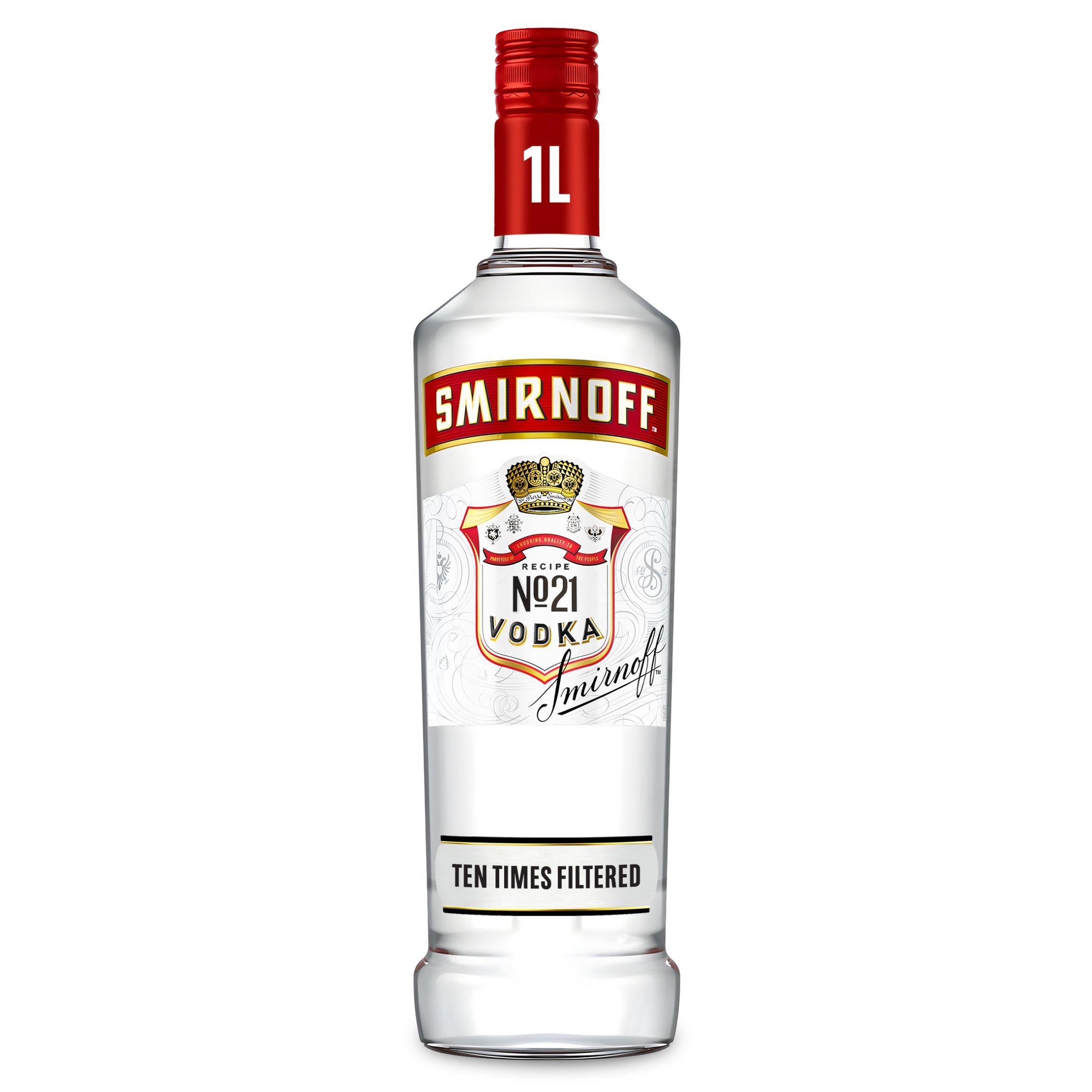 Smirnoff No. 21 Red Label Vodka 1L – Triple Distilled Premium Vodka Smirnoff