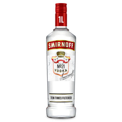 Smirnoff No. 21 Red Label Vodka 1L – Triple Distilled Premium Vodka Smirnoff