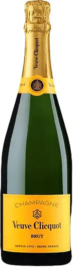 Veuve Clicquot champagne bottle with gold and green design