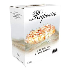 Wine box labeled 'Rupestro' with a depiction of wine bottles and text on a white background