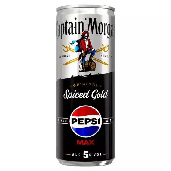 Captain Morgan Original Spiced Gold and Pepsi MAX Cocktail 4 x 250ml Captain Morgan