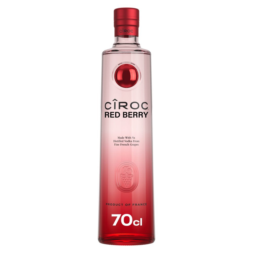 Ciroc Red Berry vodka bottle on a white background