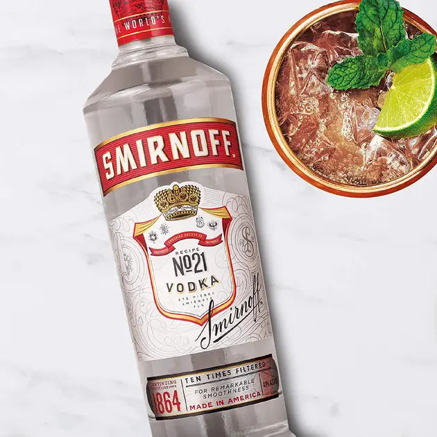Smirnoff No. 21 Red Label Vodka 1L – Triple Distilled Premium Vodka - RV Drinks