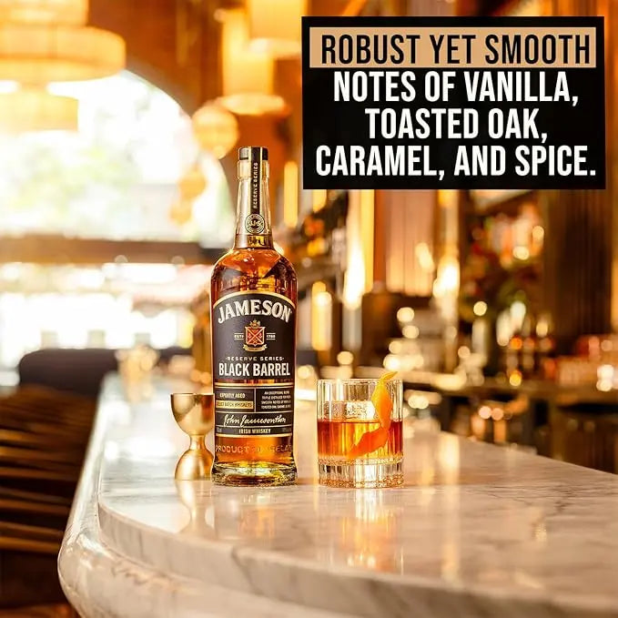 Jameson Reserve Series Black Barrel Irish Whiskey 70cl with 2 Glasses Gift Set - RV Drinks