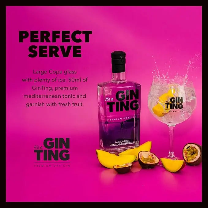 GinTing Passionfruit Mango & Elderflower Flavoured Gin 70cl - RV Drinks