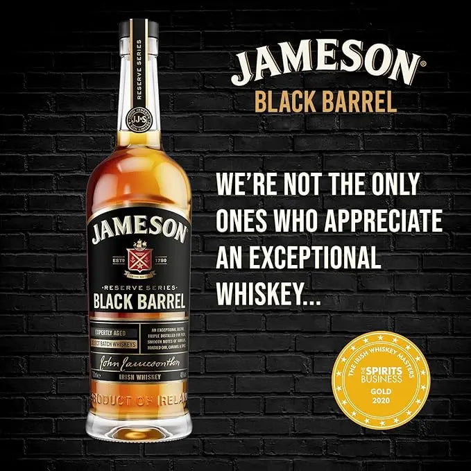 Jameson Reserve Series Black Barrel Irish Whiskey 70cl with 2 Glasses Gift Set - RV Drinks