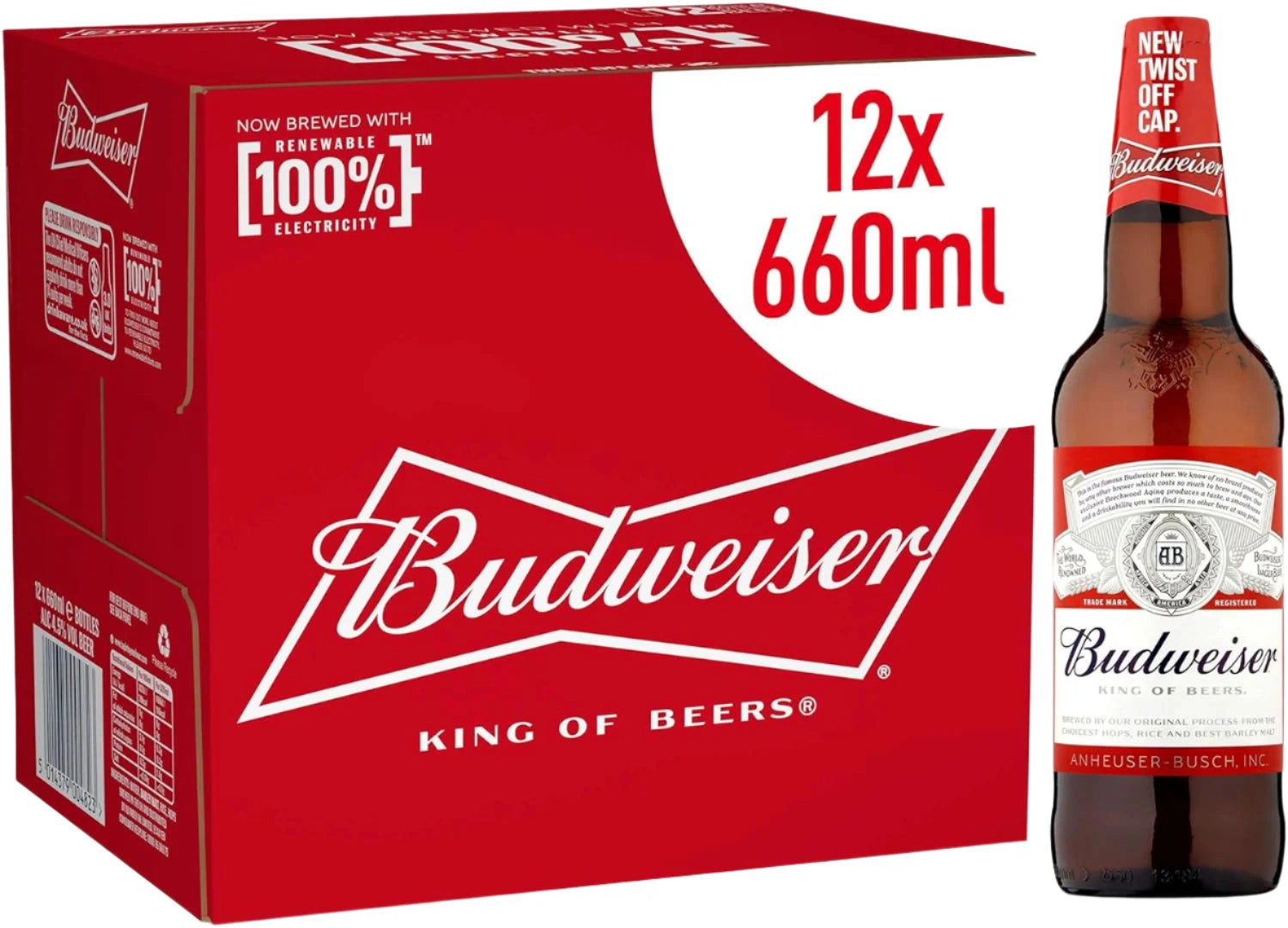 Budweiser Lager Beer 12 x 660ml Budweiser