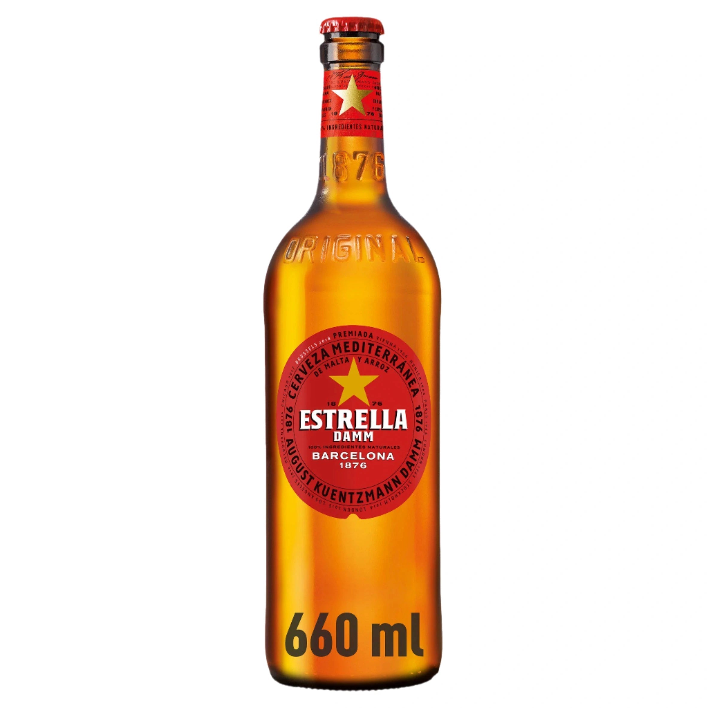 Estrella Damm Lager Spanish Beer Bottle 4 x 660ml Estrella