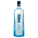 Fris premium vodka bottle from Denmark, label close-up