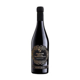Wine bottle with decorative label on a white background