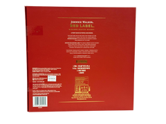 Back view of a Johnnie Walker Red Label whisky box with text and branding.