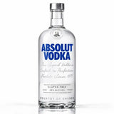 Absolut vodka 1L bottle showing the classic blue label