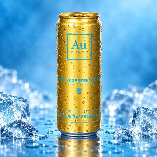 Four-pack of AU Vodka Blue Raspberry 250ml cans