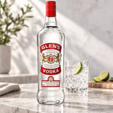 Glens vodka 1 litre bottle, front view