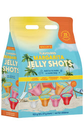 Packaging of Maclay's Flavoured Margarita Jelly Shots with colorful design and text.