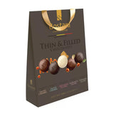 Packaging of Boetani thin and filled chocolates on a white background