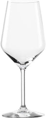 Clear wine glass on a white background