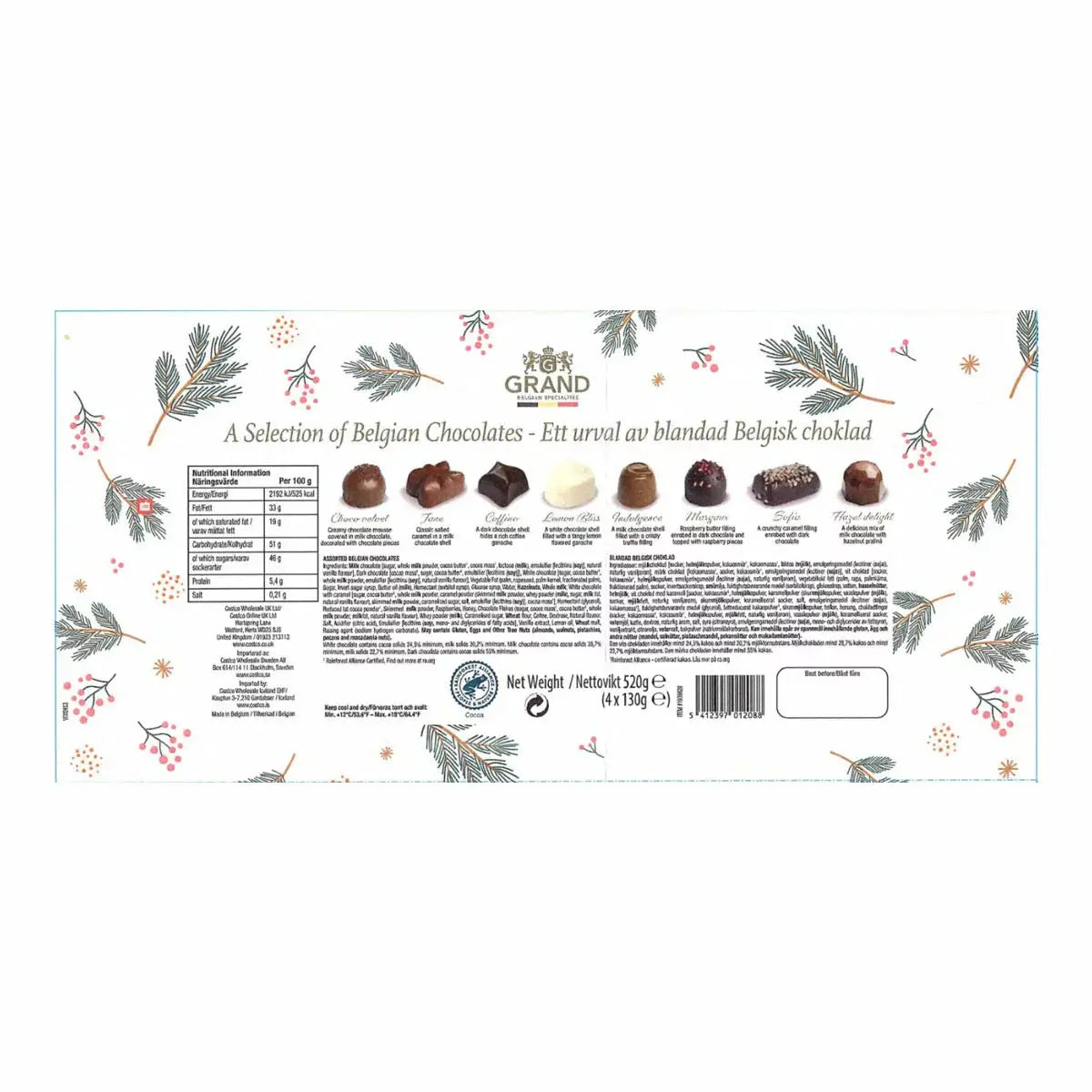 Grand Belgian Specialties 4 Pack Chocolates Gift Pack 4x130g - RV Drinks
