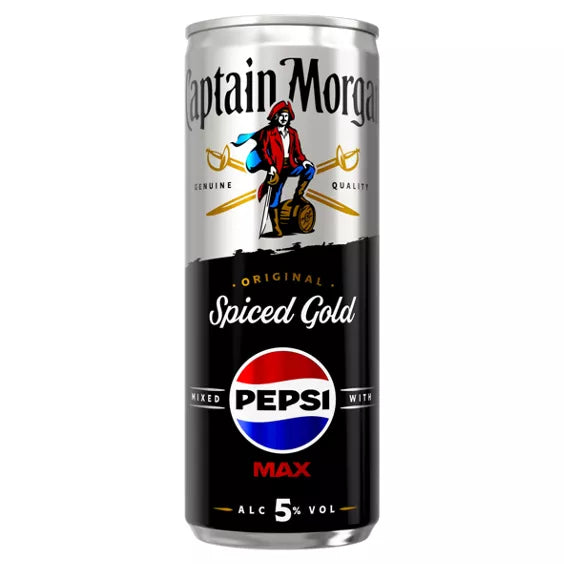 Captain Morgan Original Spiced Gold and Pepsi MAX Cocktail 4 x 250ml