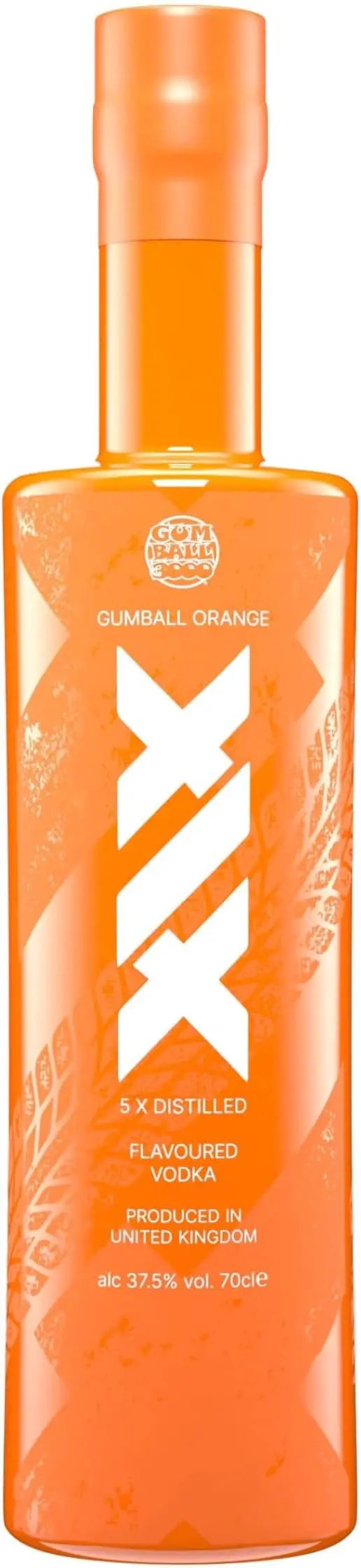 Orange bottle of XIX Dumball Orange liqueur with visible branding.