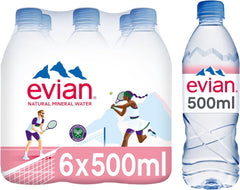 Evian Natural Mineral Water 6 x 500ml