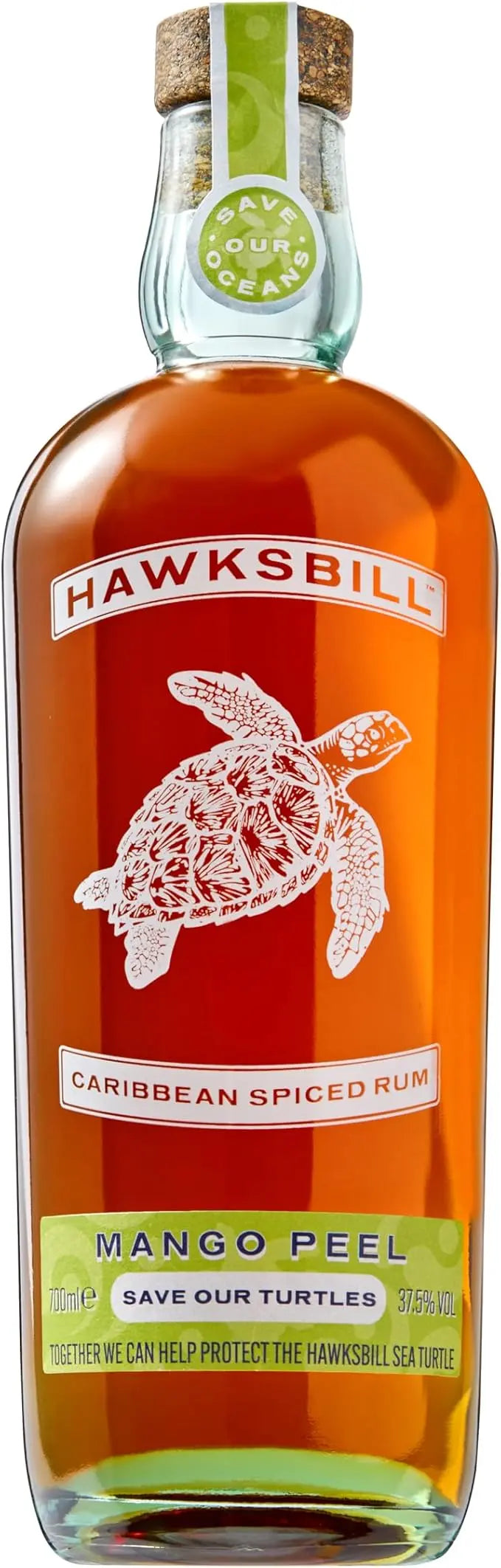 Hawksbill Caribbean Spiced Rum bottle with turtle design on label