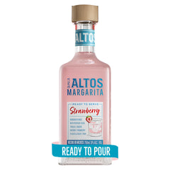 Bottle of Altos Strawberry Margarita on a white background
