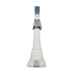 Vodka bottle with decorative white mesh wrap on a white background