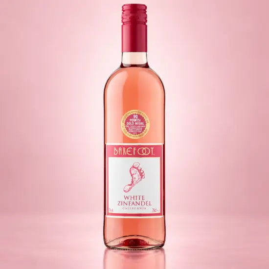 Barefoot rosé bottle with pink wine and bare foot logo