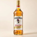 Spiced gold rum 1L bottle with Captain Morgan pirate label, Badger page