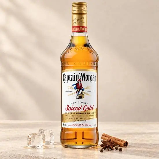 Original spiced rum bottle, one litre size, Badger page