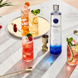 Ciroc vodka bottle with cocktails on a marble surface