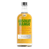 Absolut Mango vodka bottle on a white background