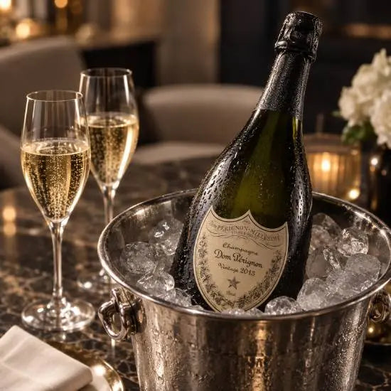 Dom Pérignon 2013 luxury champagne bottle, front view