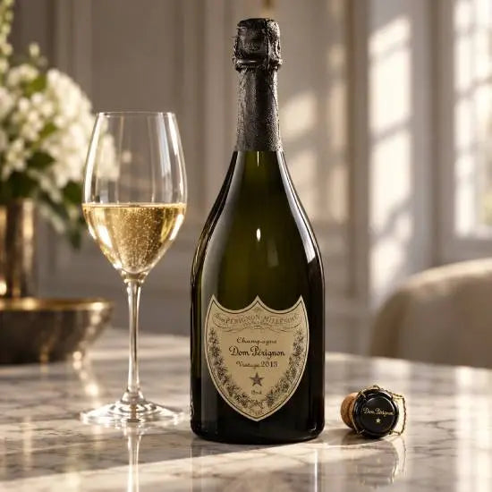 Dom Pérignon Vintage 2013 prestige cuvée champagne, label close-up