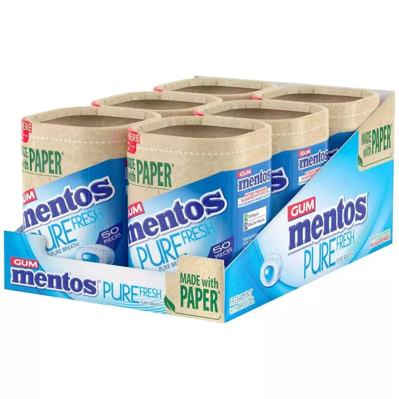 Mentos Pure Fresh Spearmint Chewing Gum 6x50 Pack - RV Drinks