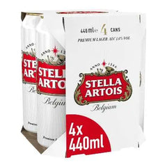 Stella Artois Premium Lager Beer Cans 4x440ml - RV Drinks